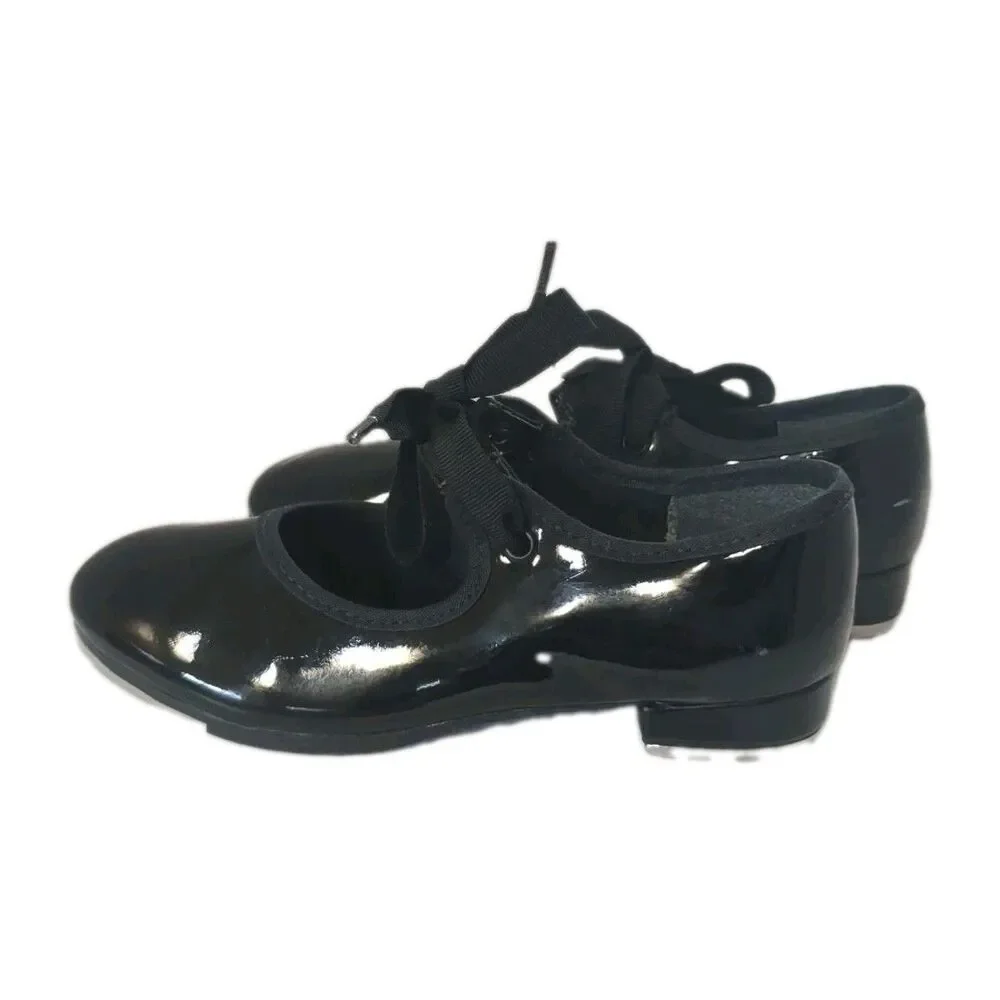So Danca TA35 Girls Tap Dance Shoes Black Patent Size 11.5 M